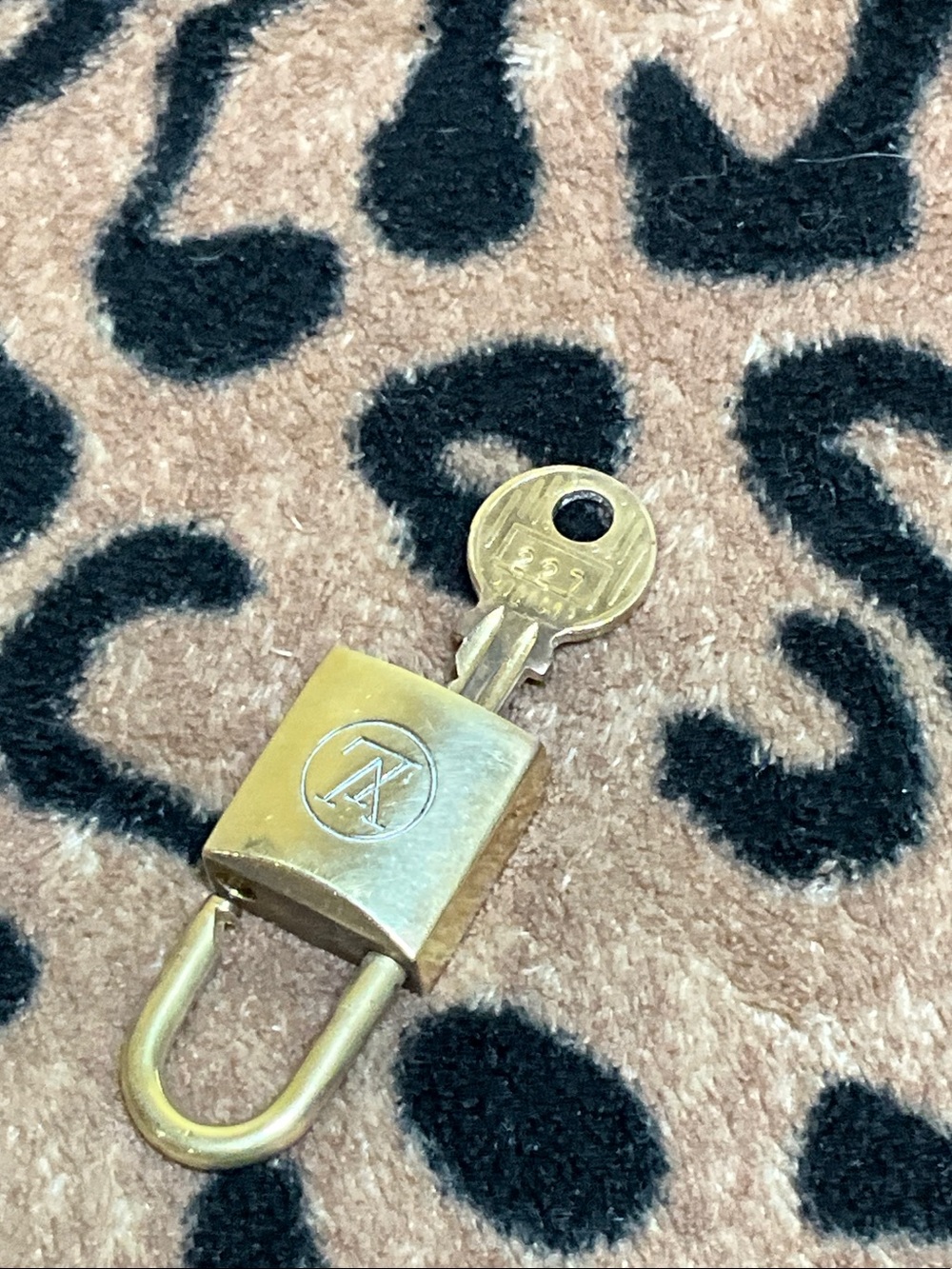 Louis Vuitton Gold Padlock and Key Charm with LV Initials